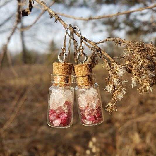 Pink Crystal Earrings with Sterling Hooks