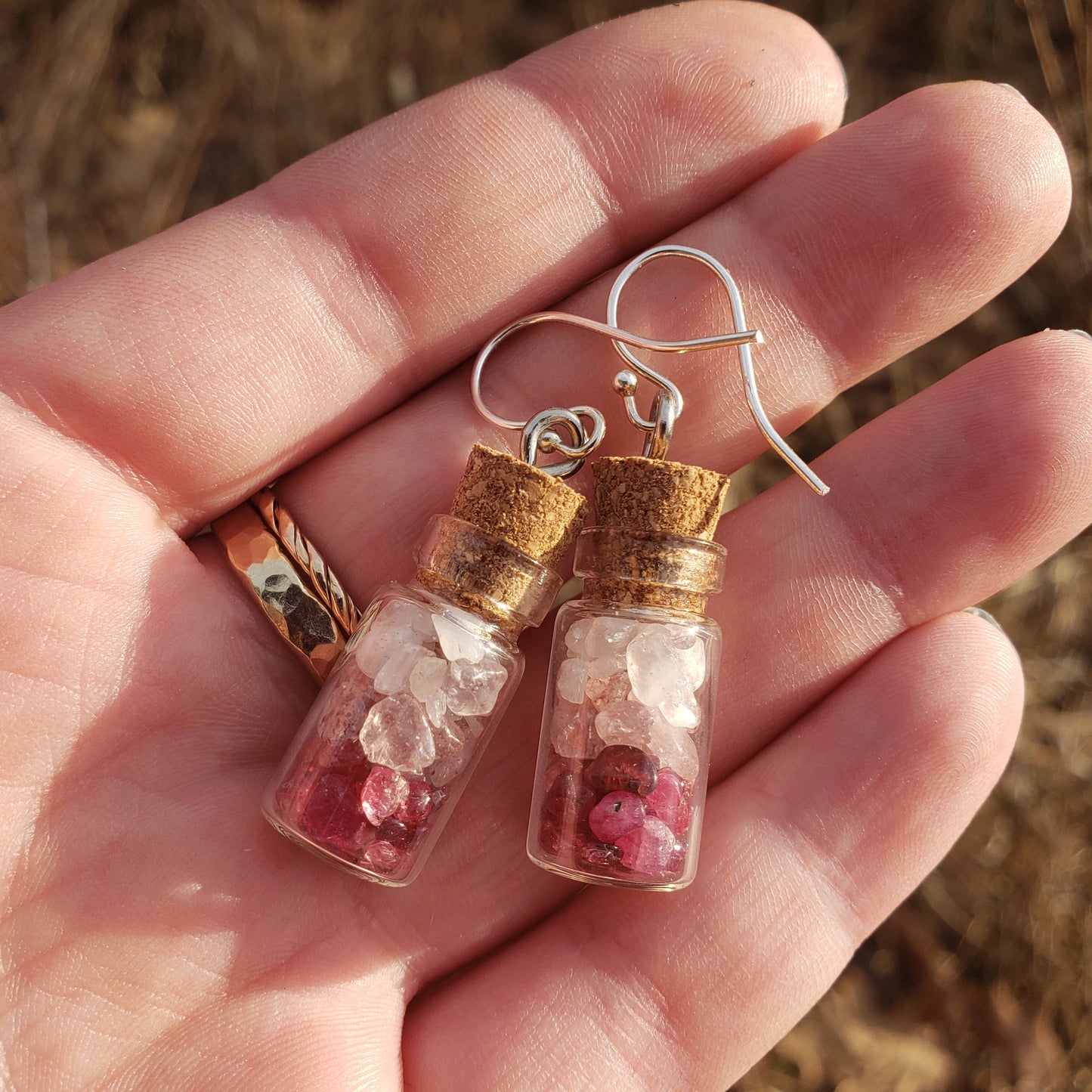 Pink Crystal Earrings with Sterling Hooks