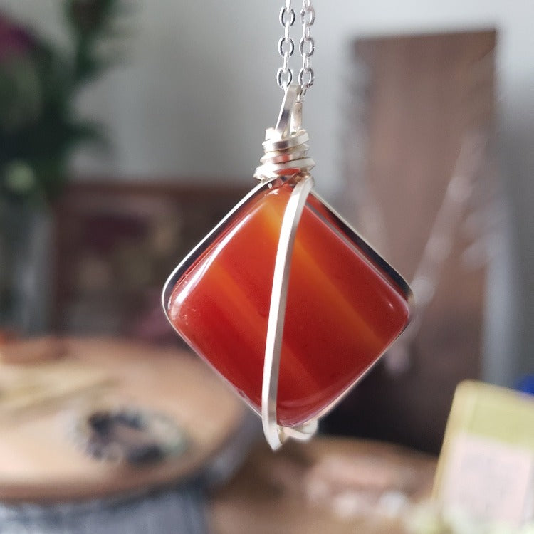 Carnelian Cube Necklace