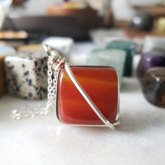 Carnelian Cube Necklace