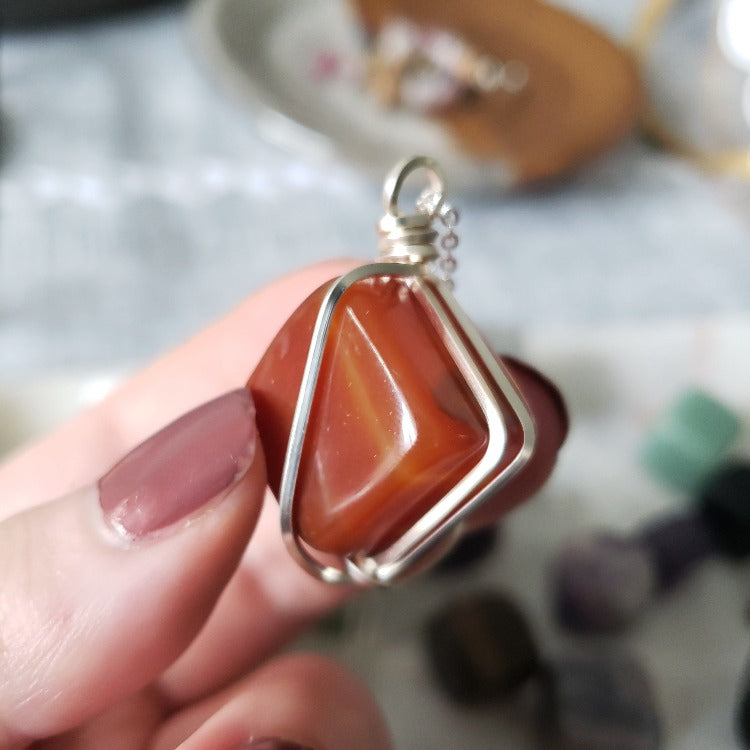 Carnelian Cube Necklace