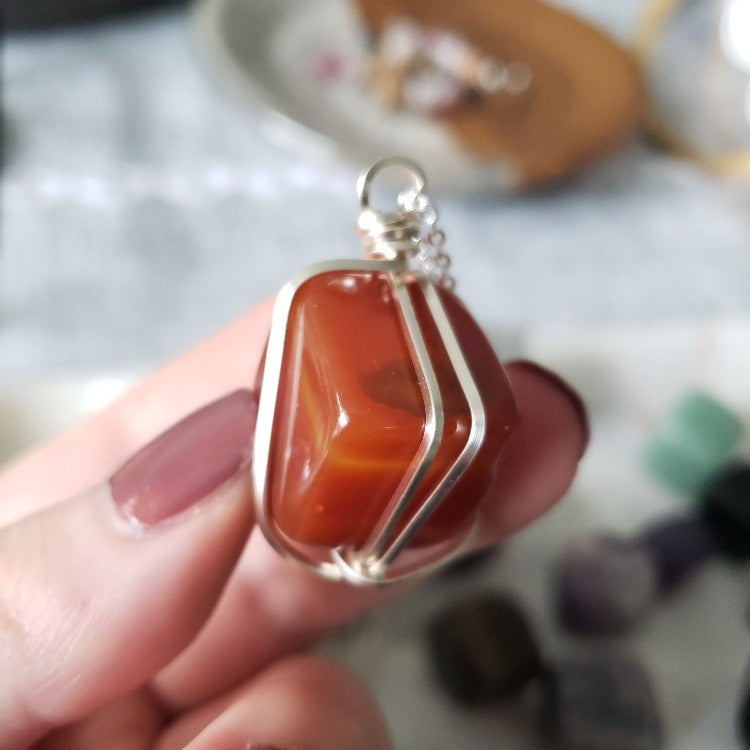 Carnelian Cube Necklace