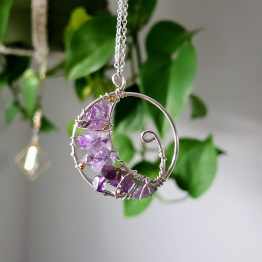 Amethyst Crescent Moon Necklace