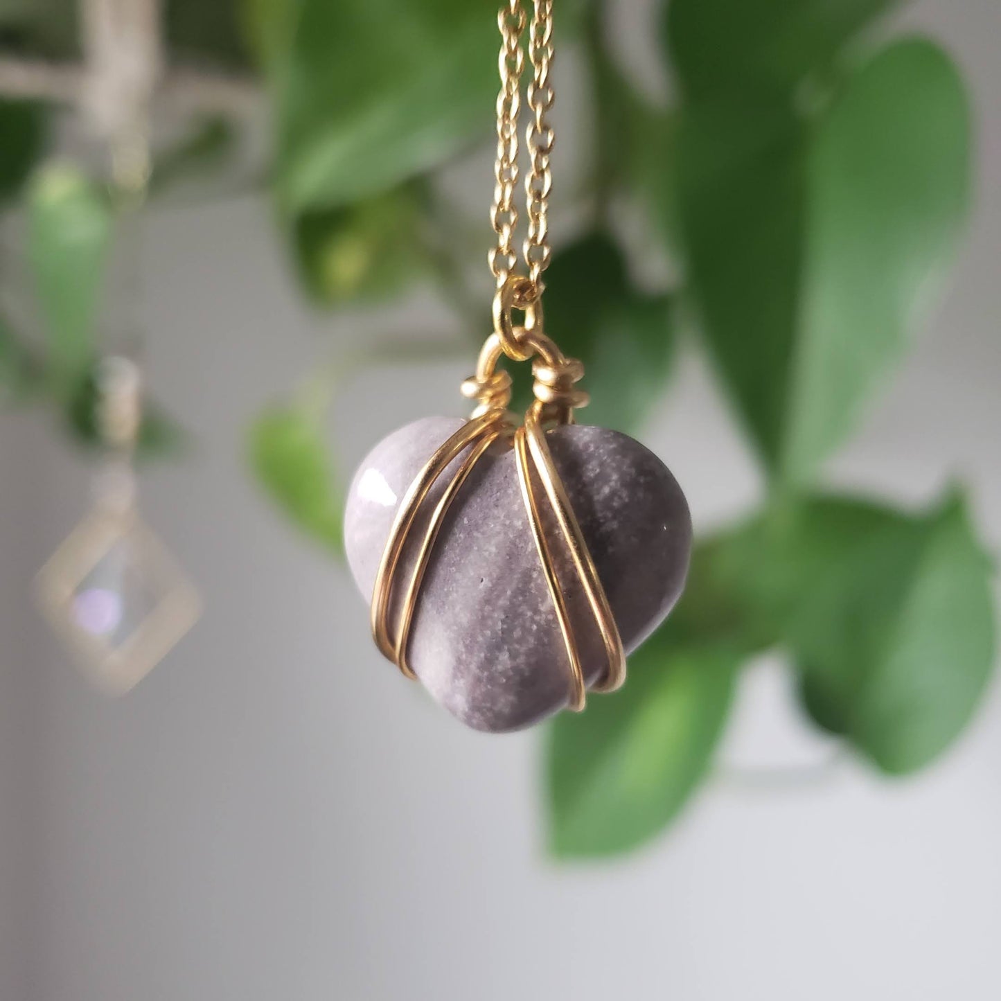 Simple Lepidolite Heart Necklace