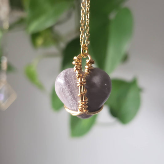 Simple Lepidolite Heart Necklace