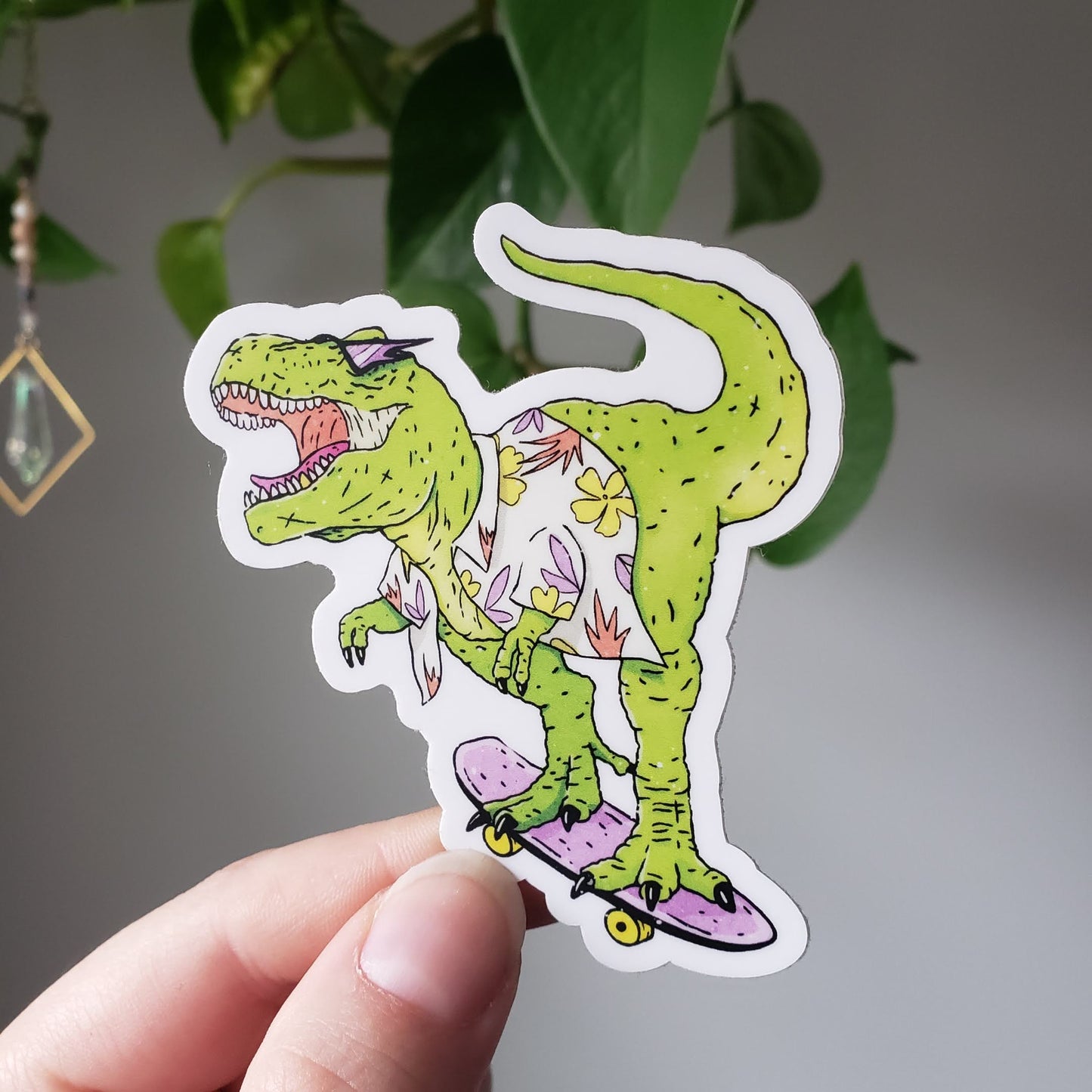 Rad Skateboard T-Rex Dinosaur Sticker