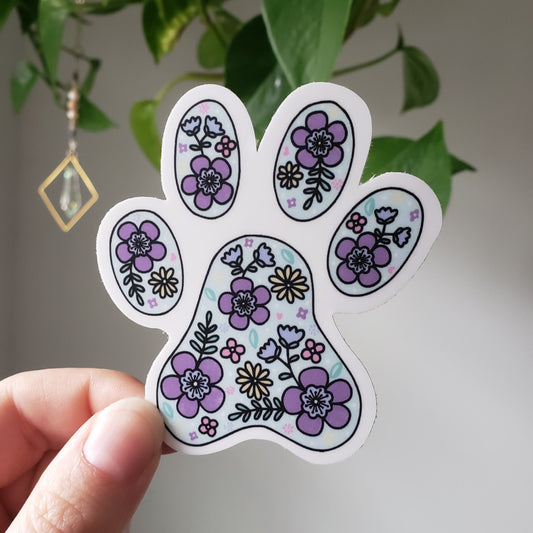 Floral Paw Print Sticker