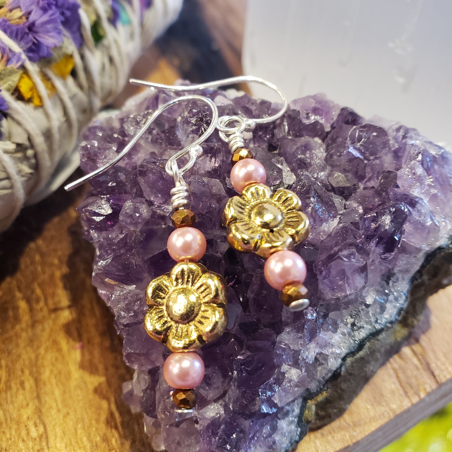 Silver & Gold Flower Earrings