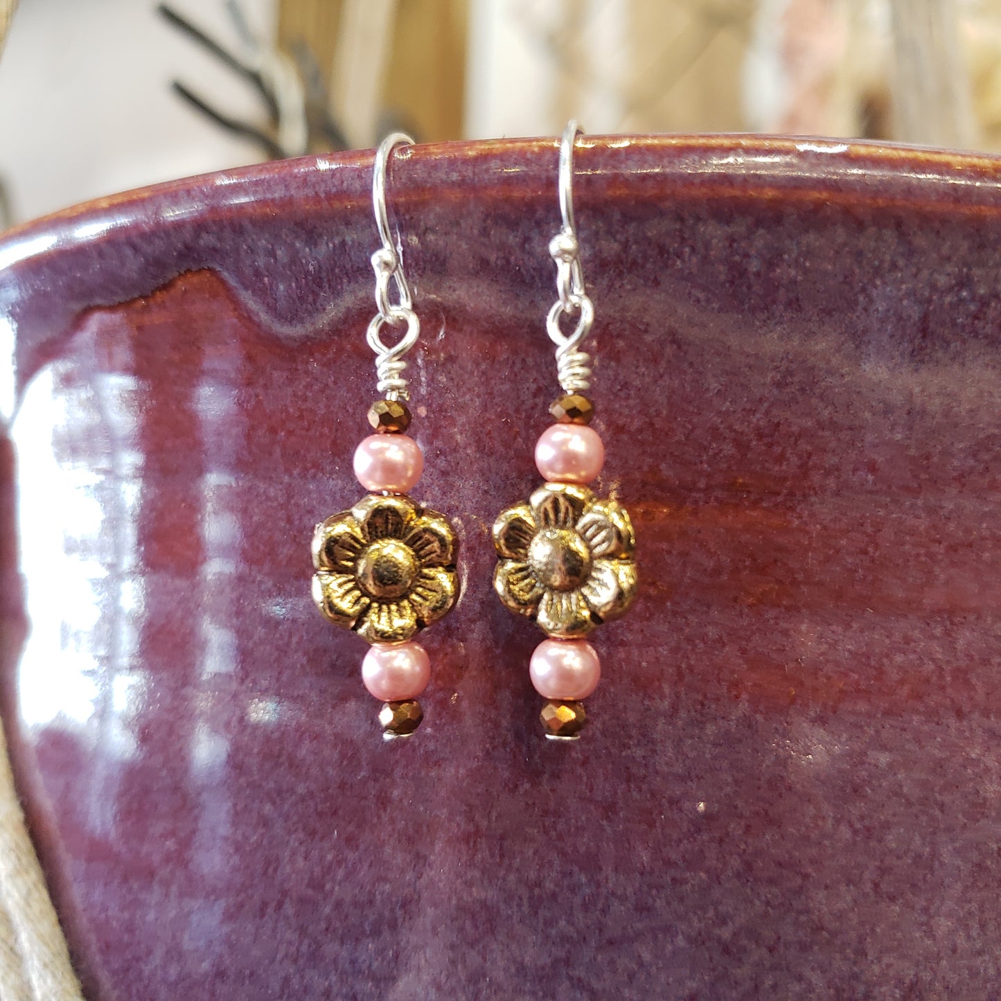 Silver & Gold Flower Earrings