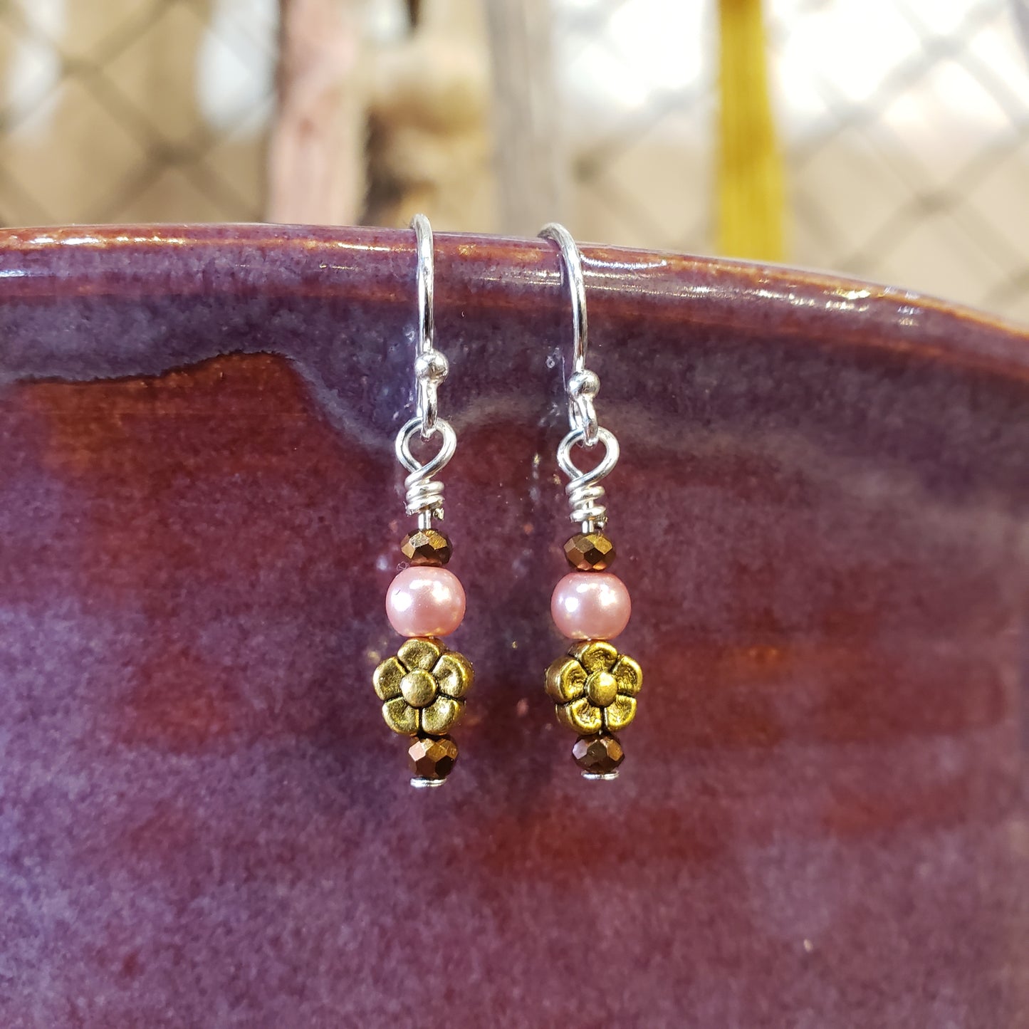 Dainty Silver & Gold Flower Earrings