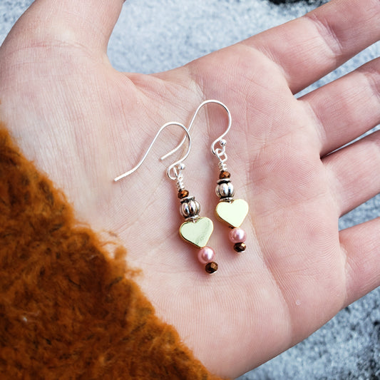 Silver & Gold Heart Earrings