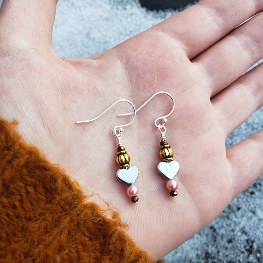 Gold & Silver Heart Earrings