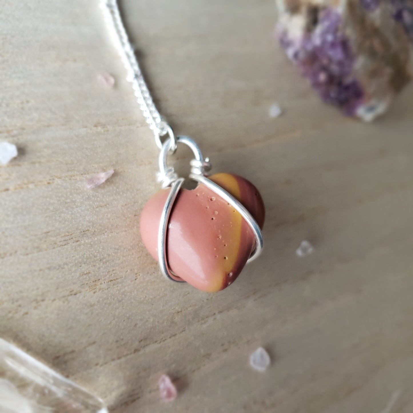 Pink Mookaite Heart Necklace