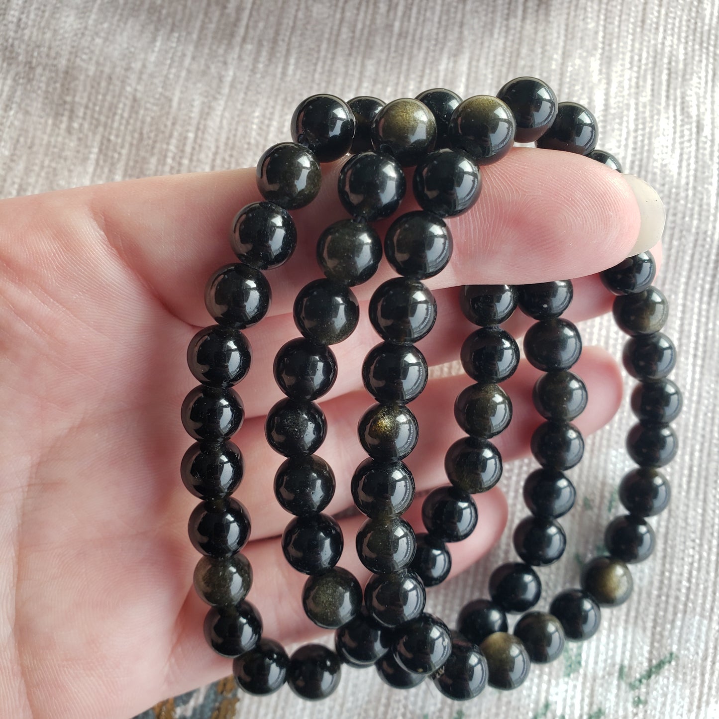 Golden Obsidian Stretchy Bracelet