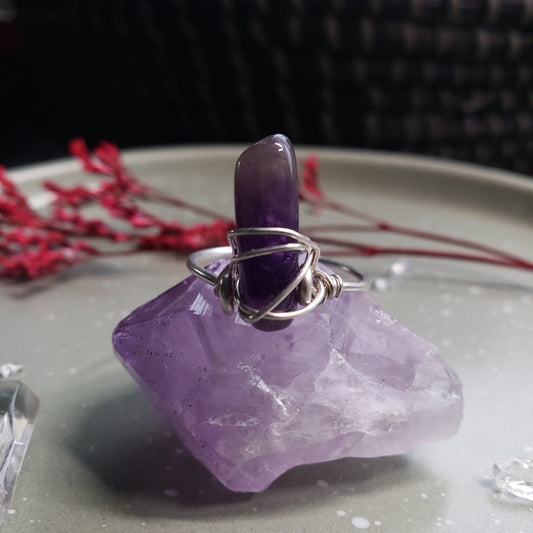 Amethyst Ring in Silver - Size 9.5