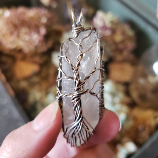 Clear Quartz Tree of Life Necklace