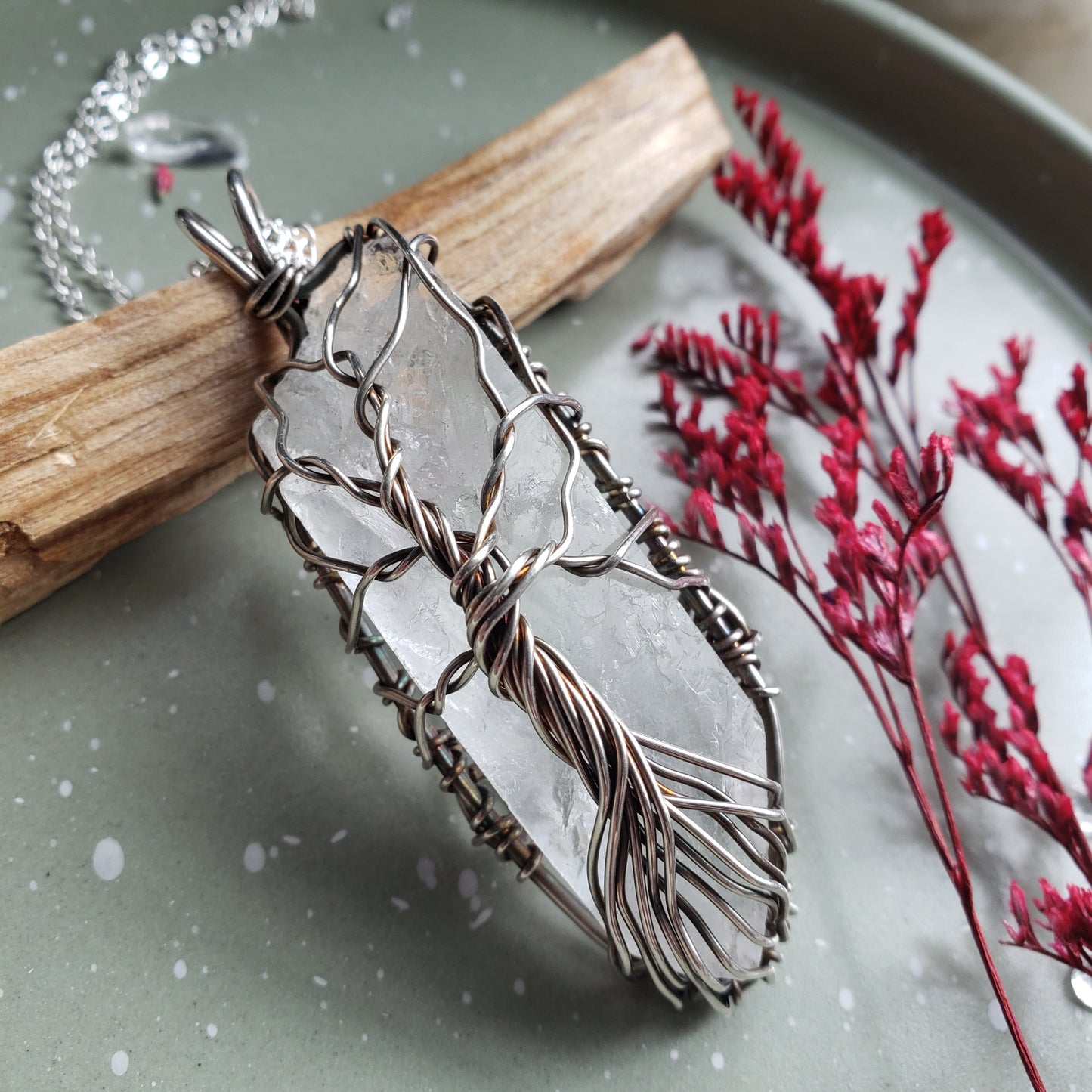 Clear Quartz Tree of Life Necklace