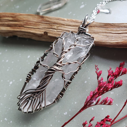 Clear Quartz Tree of Life Necklace