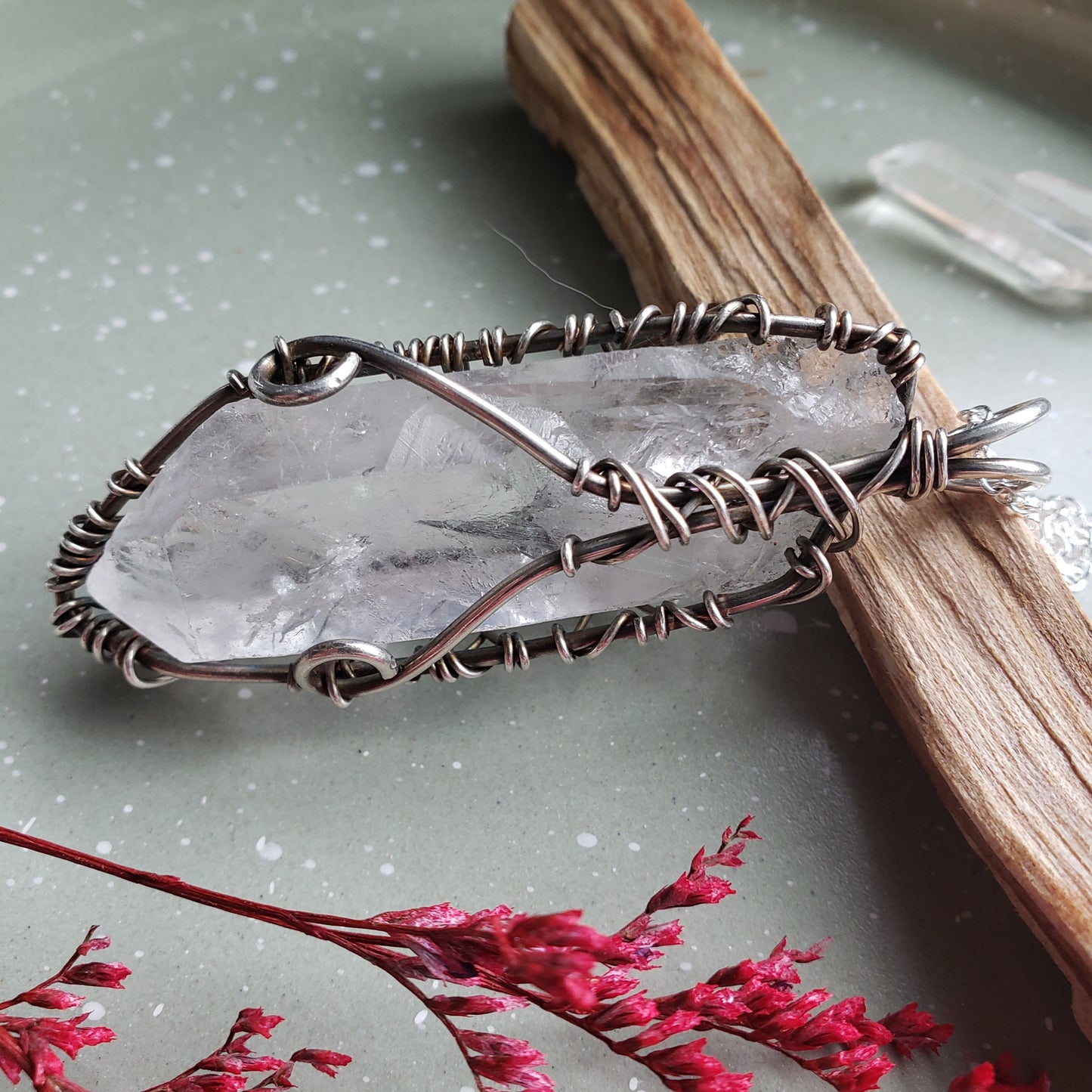 Clear Quartz Tree of Life Necklace