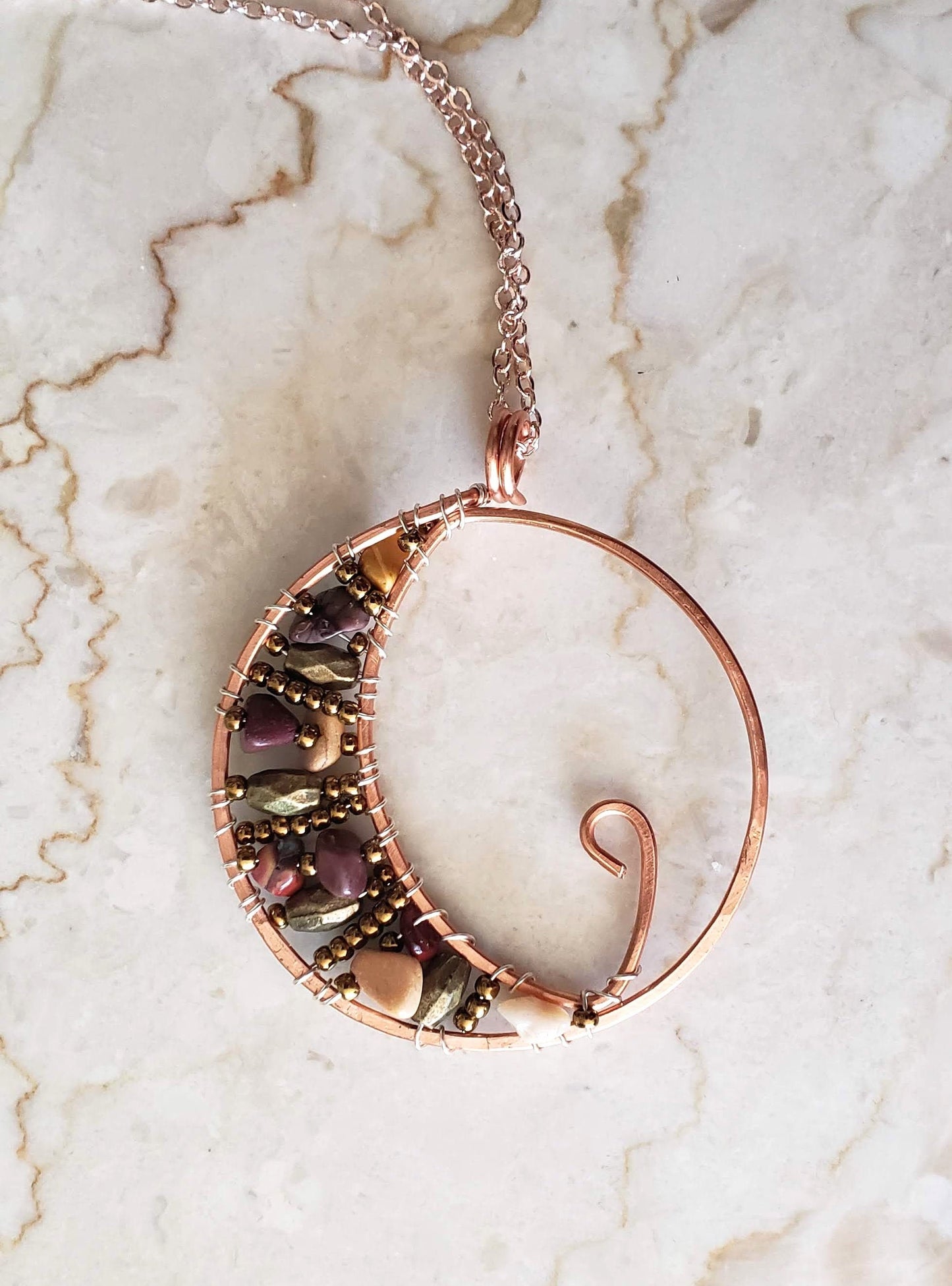 Mookaite Crescent Moon Necklace