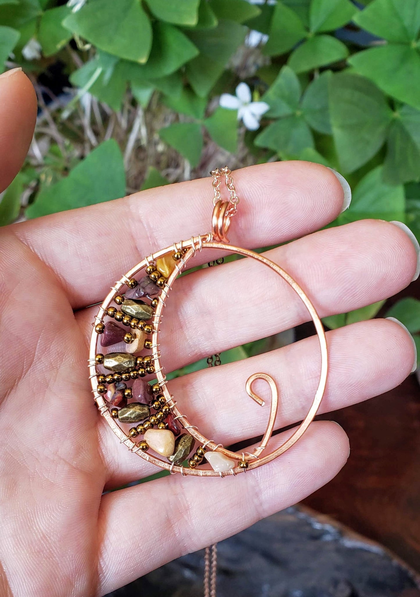 Mookaite Crescent Moon Necklace