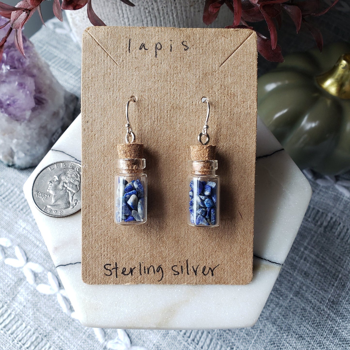 Lapis Earrings with Sterling Hooks